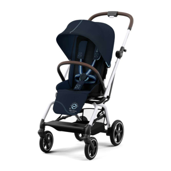 Image showing the Eezy S Twist Compact Pushchair with Rotating Seat, Silver/Ocean Blue product.