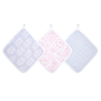 Image showing the Essentials Pack of 3 Cotton Muslin Washcloths, 30 x 30cm, Damsel product.