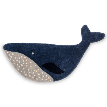 Image showing the Whale Hand Tufted Pure New Wool Children's Rug, 105 x 60cm, Navy product.