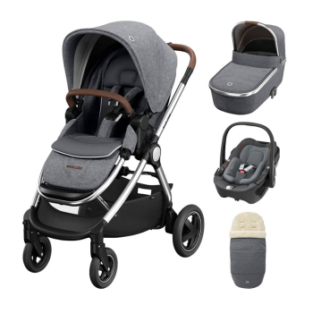 Image showing the Adorra Luxe 4-Piece Travel System Bundle, Twillic Grey product.