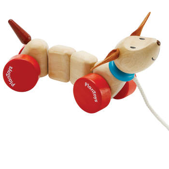 Image showing the Happy Puppy Wooden Pull Along Toy, Natural product.