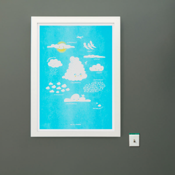Image showing the Clouds Riso Print, A3, Blue product.
