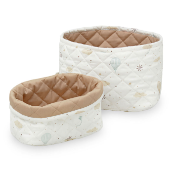 Image showing the Pack of 2 Quilted Storage Baskets with Print, Dreamland/Camel product.