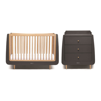 Image showing the SnuzKot Skandi 2 Piece Nursery Furniture Set excl. Mattress, Slate / Natural product.