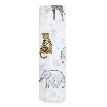 Image showing the Boutique Large Cotton Muslin Swaddle, 120 x 120cm, Jungle product.