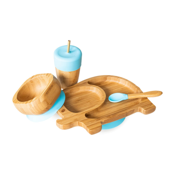 Image showing the Elephant 4 Piece Bamboo Weaning Set, Blue product.