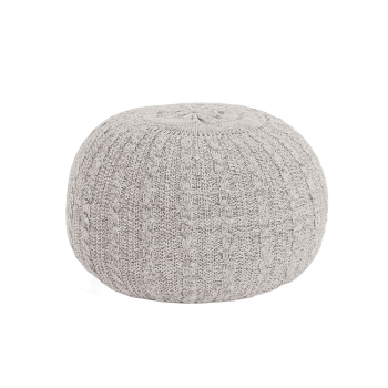 Image showing the Knitted Pouffe, Pebble/Grey product.