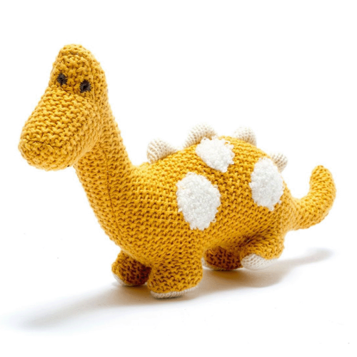 Image showing the Small Organic Mustard Diplodocus Dinosaur Toy, Mustard product.