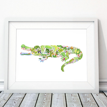 Image showing the C is for Crocodile Alphabet Print, 40 x 30cm, Green product.