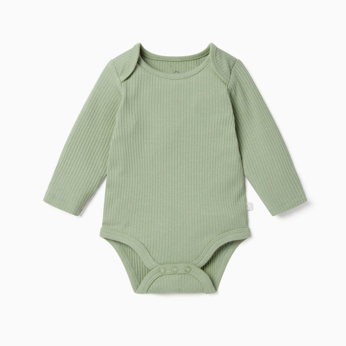 Image showing the Ribbed Long Sleeve Bodysuit, 3 - 6 Months, Sage product.