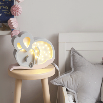 Image showing the Wooden Mouse Lamp, Light Gray product.