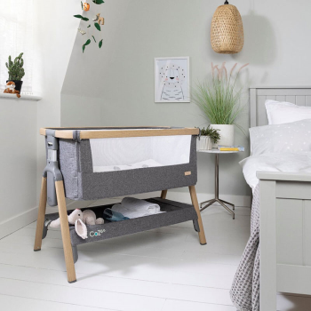 Image showing the CoZee Bedside Crib, Oak/Charcoal product.