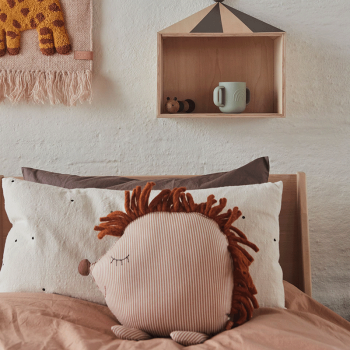 Image showing the Denim Hedgehog Cushion, Beige product.