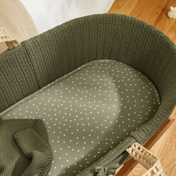 Image showing the Organic Moses Basket Fitted Sheet, Juniper Rice product.