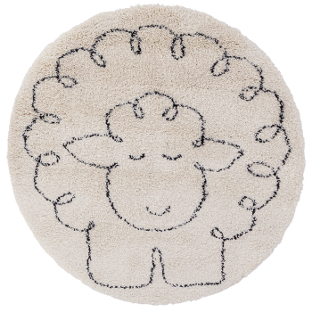 Image showing the Little Sheep Round Rug, 120 x 120cm, Beige product.
