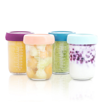 Image showing the Babybols Set of 4 Baby Food Glass Jars, 230ml product.