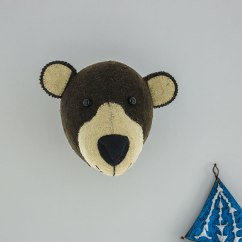 Image showing the Bear Head Mini Felt Animal Wall Decoration, Brown product.