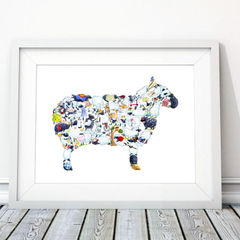 Image showing the S is for Sheep Alphabet Print, 40 x 30cm, Black/White product.