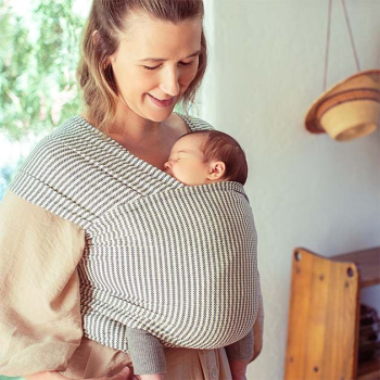 Image showing the Aura Baby Sling Wrap, Navy Gingham Stripe product.