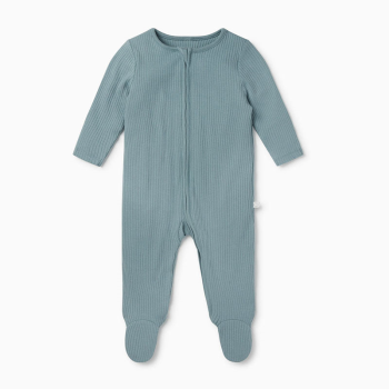 Image showing the Ribbed Zip-Up Sleepsuit, 0 - 3 Months, Blue product.