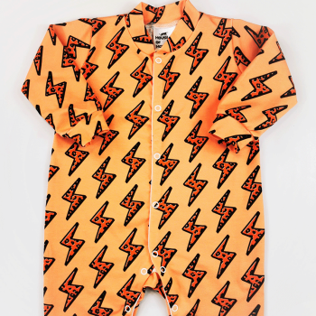 Image showing the Lightning Bolts Sleepsuit Romper, 0 - 3 Months, Lightning Bolts Orange product.