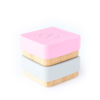 Image showing the Set of 2 Bamboo Snack Pots, Pink & Grey product.