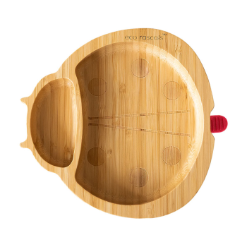 Image showing the Ladybird Bamboo Suction Plate, Red product.