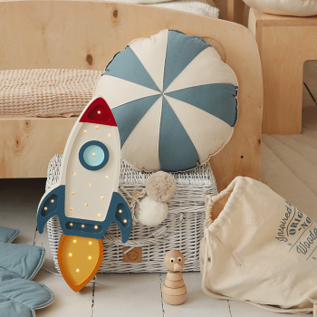 Image showing the Wooden Space Rocket Lamp, Galactic White product.