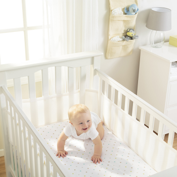 Image showing the Mesh 4 Sided Cot & Cot Bed Liner, White Mist product.