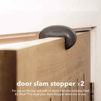 Image showing the Pack of 2 Door Slam Stoppers, Dark Grey product.