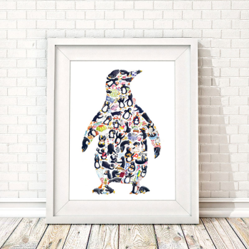 Image showing the P is for Penguin Alphabet Print, 40 x 30cm, Black product.