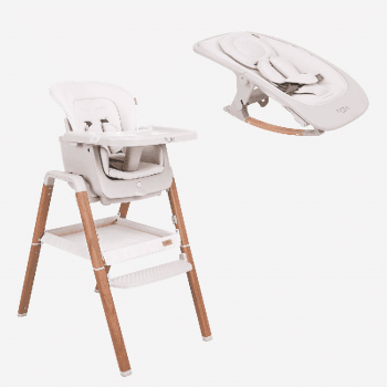 Image showing the Nova Convertible High Chair Bundle, Birth to 12 Years, Scandinavian Walnut/Ecru product.