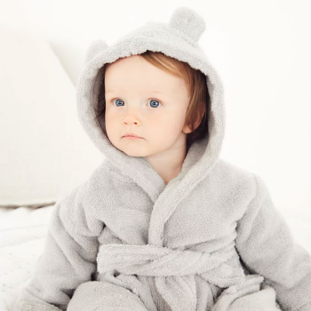 Image showing the Bear Ears Baby Robe, 0 - 6 Months, Grey product.