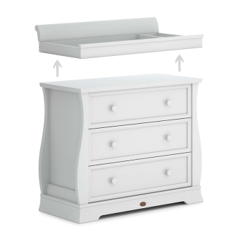 Image showing the Sleigh 2 Piece Chest of Drawers with Changing Unit Set, White product.