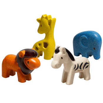 Image showing the Wild Animal Set of 4 Wooden Toys, Multi product.