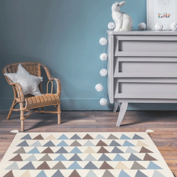 Image showing the Triangles Rug, 110 x 160cm, Blue product.