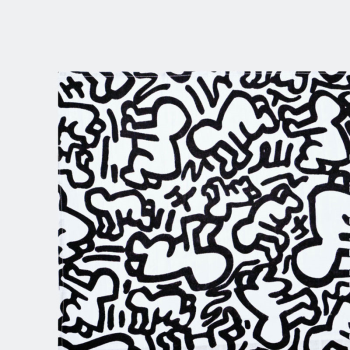 Image showing the Keith Haring Sensory Organic Cotton Muslin Square, 120 x 120cm, Black & White product.