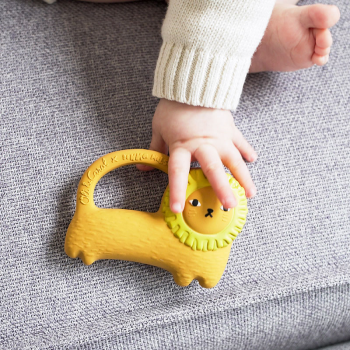 Image showing the Donna Wilson Richie Lion Natural Rubber Teether & Bath Toy, Yellow product.
