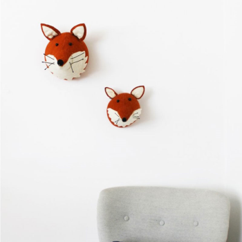 Image showing the Fox Head Mini Felt Animal Wall Decoration, Orange product.