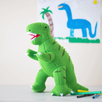 Image showing the T Rex Knitted Large Dinosaur Soft Toy, Green product.