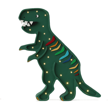 Image showing the Wooden Dino T.Rex Lamp, Rainbow Green product.