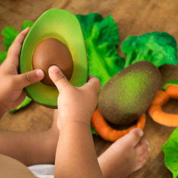 Image showing the Arnold the Avocado Natural Rubber Teether & Bath Toy, Green product.