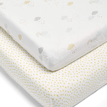 Image showing the Dream Upon A Cloud Cot Bed Fitted Sheets 2 Pack, Cloud Grey product.