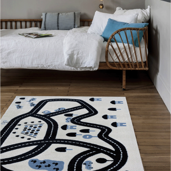 Image showing the Race Track Rug, 80 x 150cm, Blue product.