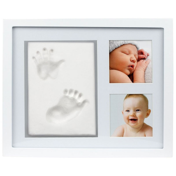 Image showing the Babyprints Keepsake Three Mat Opening Frame - Closed Box, White product.