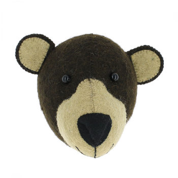 Image showing the Bear Head Mini Felt Animal Wall Decoration, Brown product.