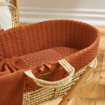 Image showing the Organic Moses Basket Fitted Sheet, Terracotta Rice product.
