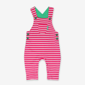 Image showing the Breton Organic Cotton Dungarees, 3 - 6 Months, Pink Stripe product.