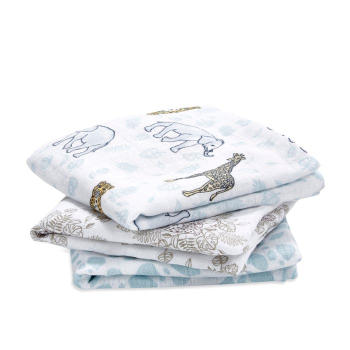 Image showing the Boutique Pack of 3 Cotton Muslin Squares, 70 x 70cm, Jungle product.