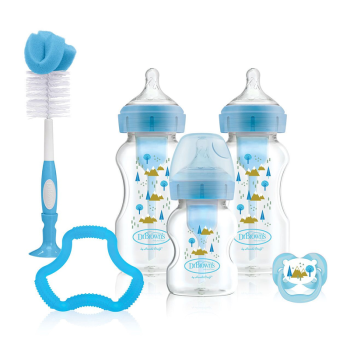 Image showing the Options+ 6 Piece Baby Bottle Set, Blue product.